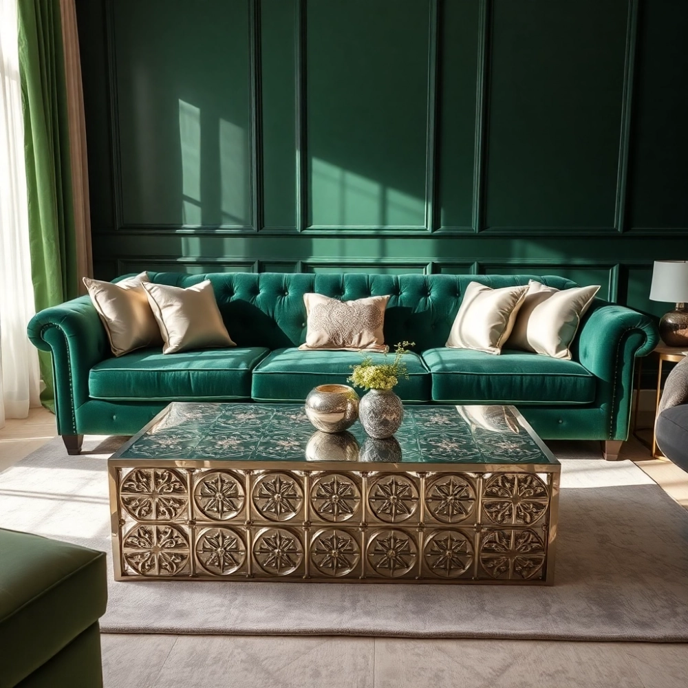 Butelkowa Zieleń I Srebro Wnętrza