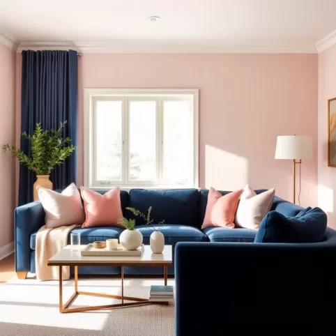 Pudrowy Róż I Granat We Wnętrzach